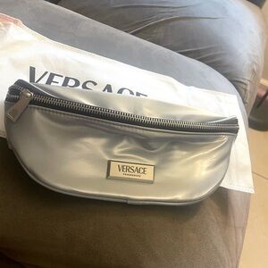 Versace Metallic Silver Clutch